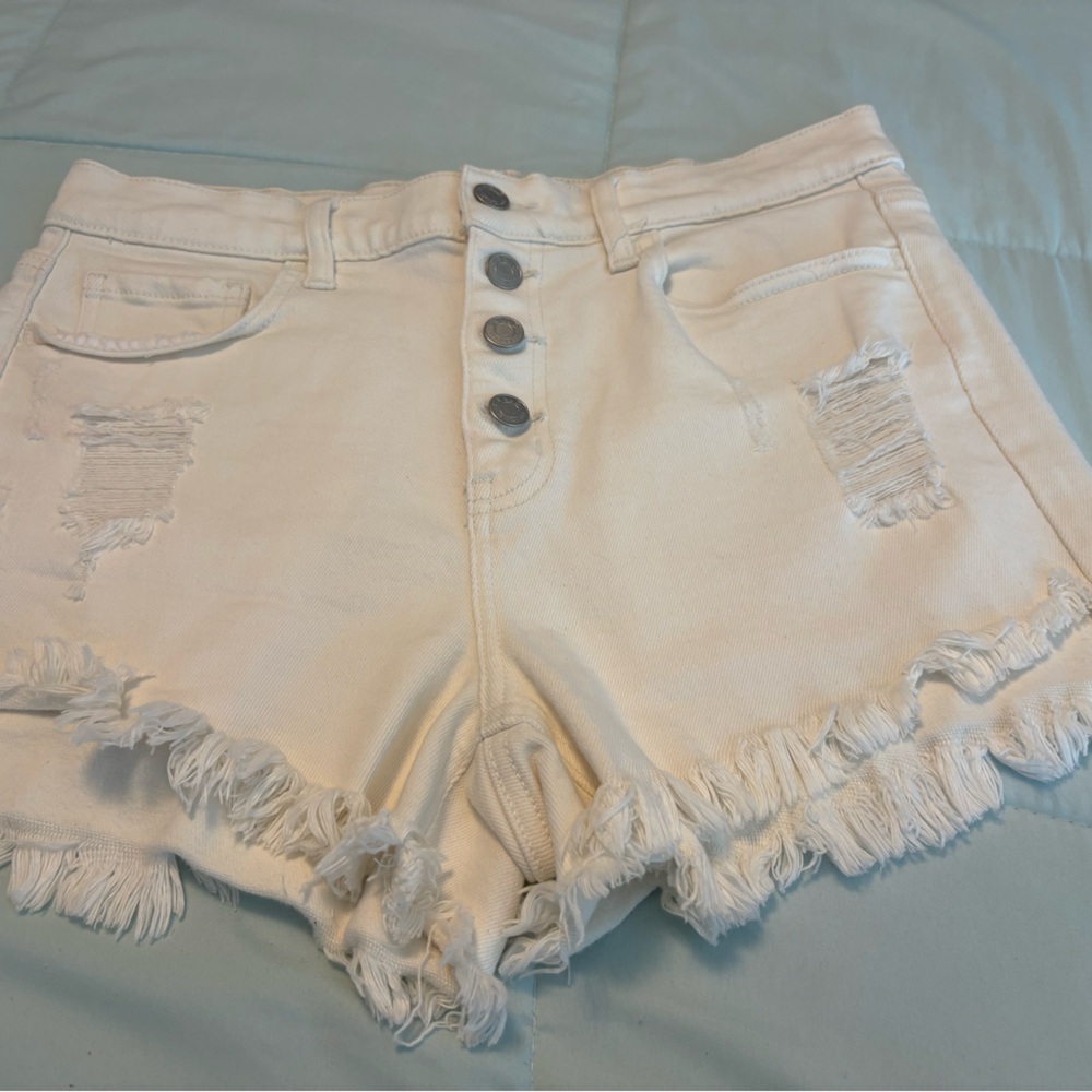 Cello Cream Distressed Jean Shorts